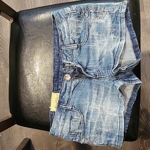 Machine Y2K distressed bling shorts